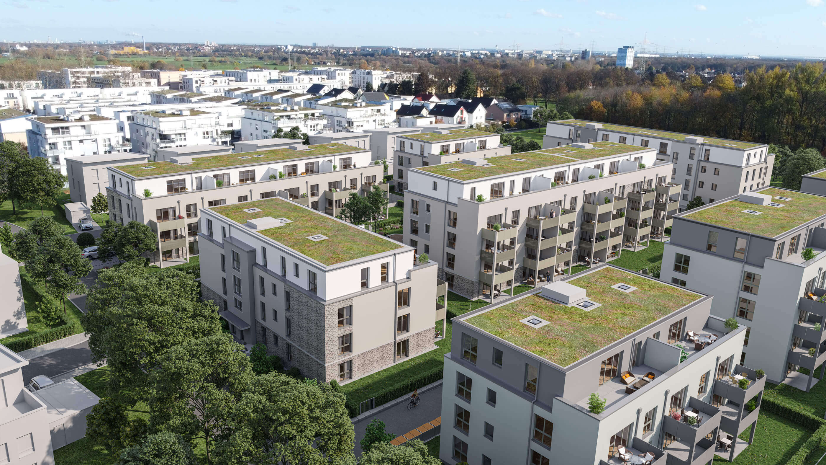 Eigentumswohnungen Landwehr Quartier Hattersheim Flugansicht Eigentumswohnungen Landwehr Quartier Hattersheim - Flugansicht