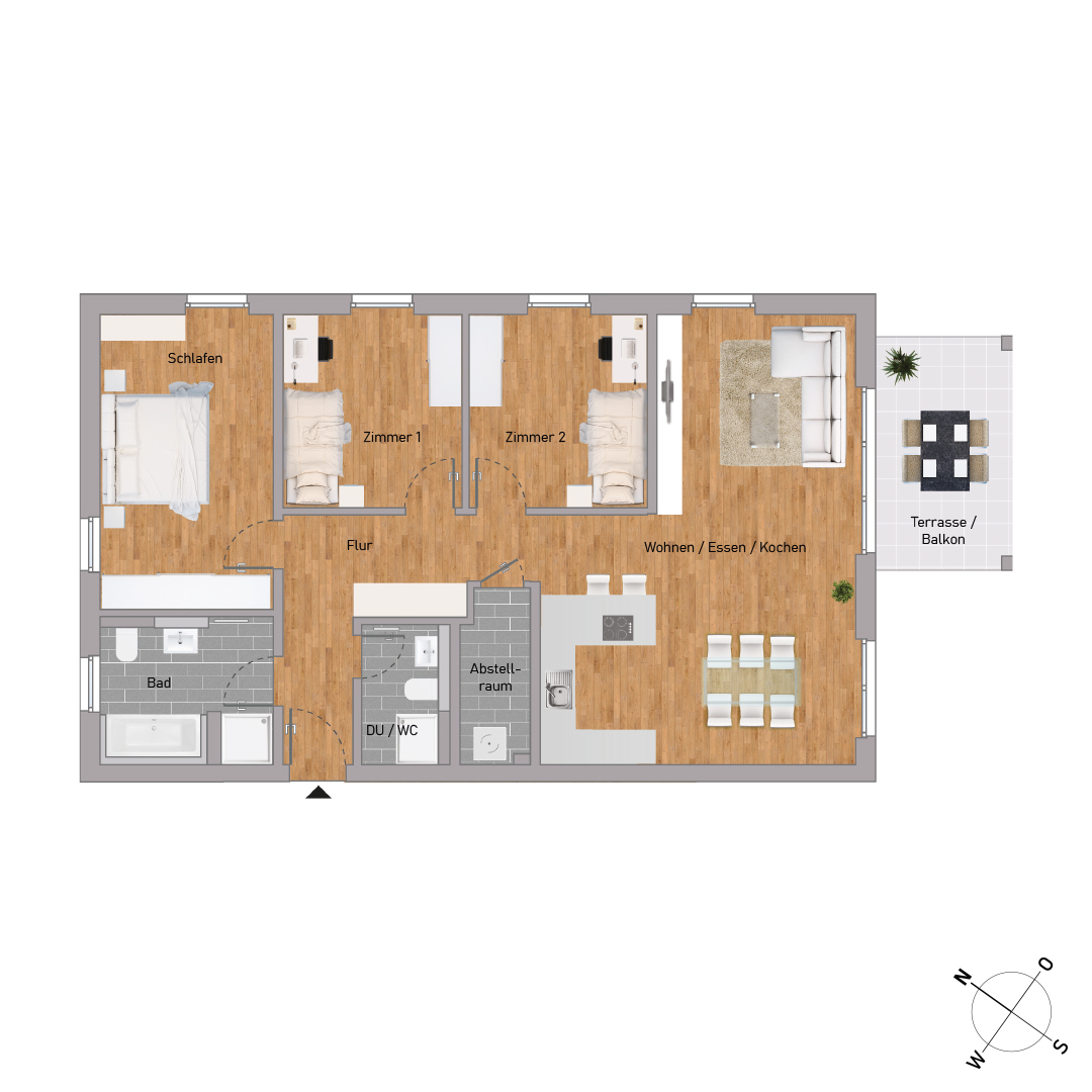 Weitblick genießen: 4 Zi. im 3. OG des Landwehr Quartiers (KfW55) - KB00010/G4/E4/Eh1