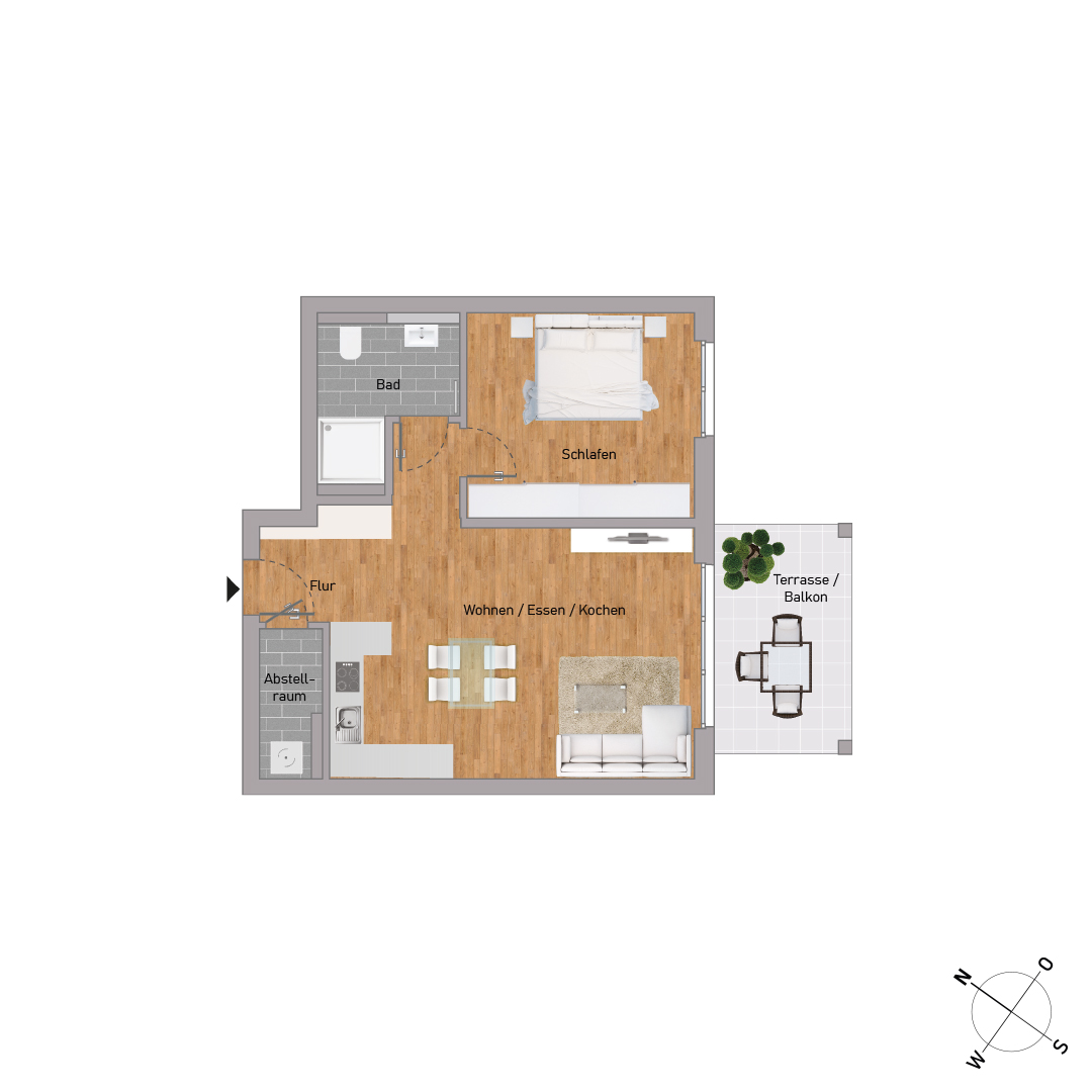 50% verkauft: Barrierefrei und modern: 2 Zi. im 3. OG mit Balkon (KfW55) - KB00010/G5/E4/Eh2