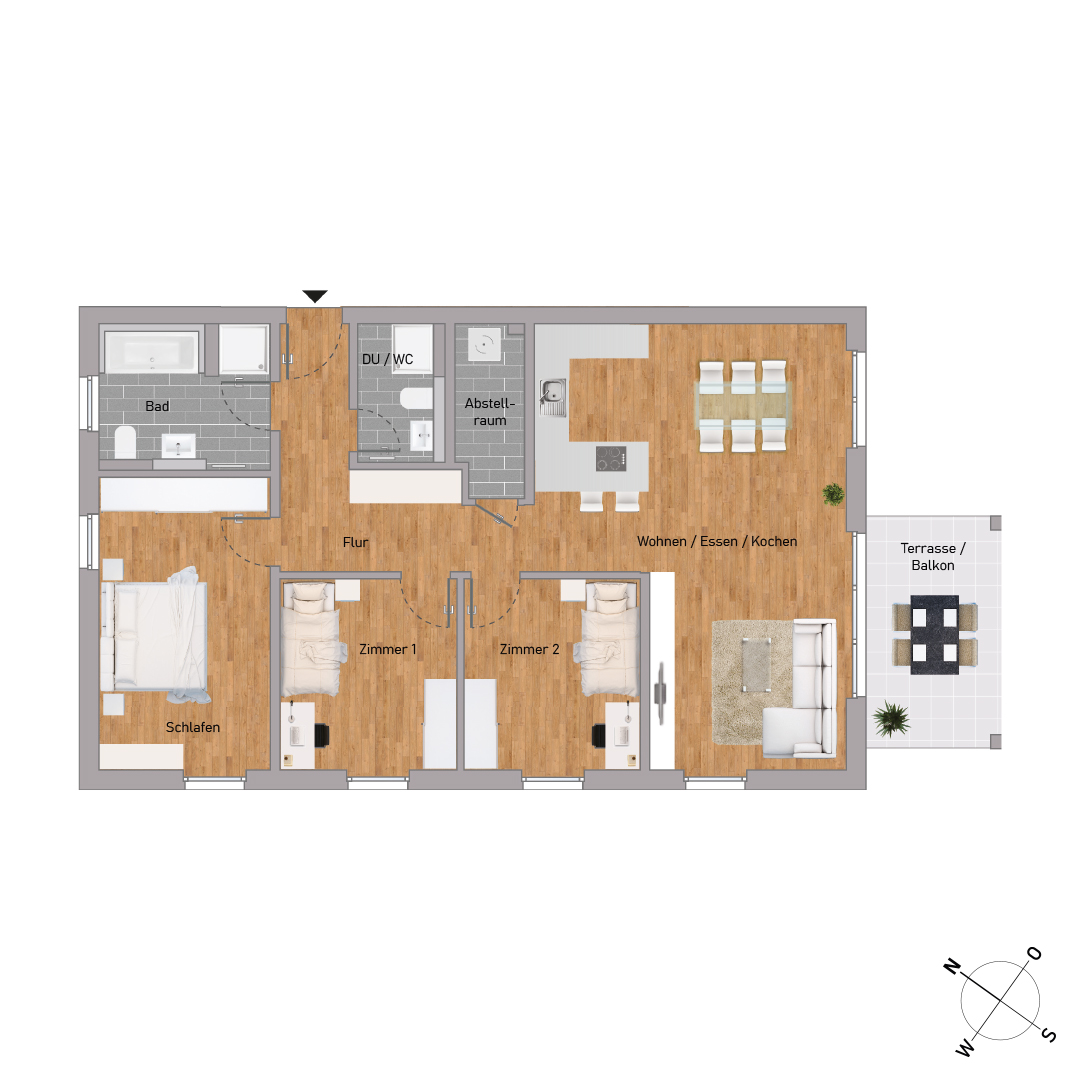 70% verkauft: Hoch hinaus: 4 Zi. im 3. OG mit Balkon (KfW55) - KB00010/G5/E4/Eh3