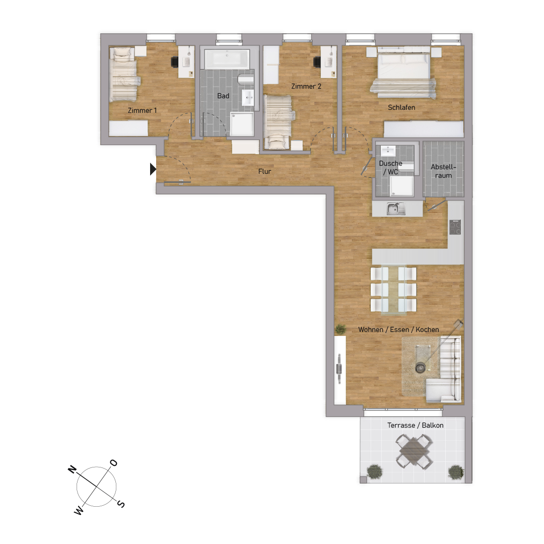 Traumhafte 4-Zi.-Oase inkl. Balkon 2. OG - Bezug noch 2025 - KB00002/G1/E3/Eh1 Traumhafte 4-Zi.-Oase inkl. Balkon 2. OG - Bezug noch 2025 - KB00002/G1/E3/Eh1