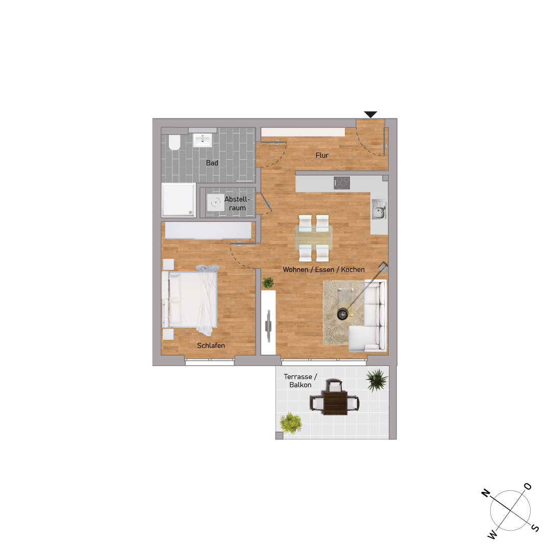 70% verkauft: Entspannt leben: 2 Zi. im EG mit kleinem Garten (KfW55) - KB00010/G3/E1/Eh3