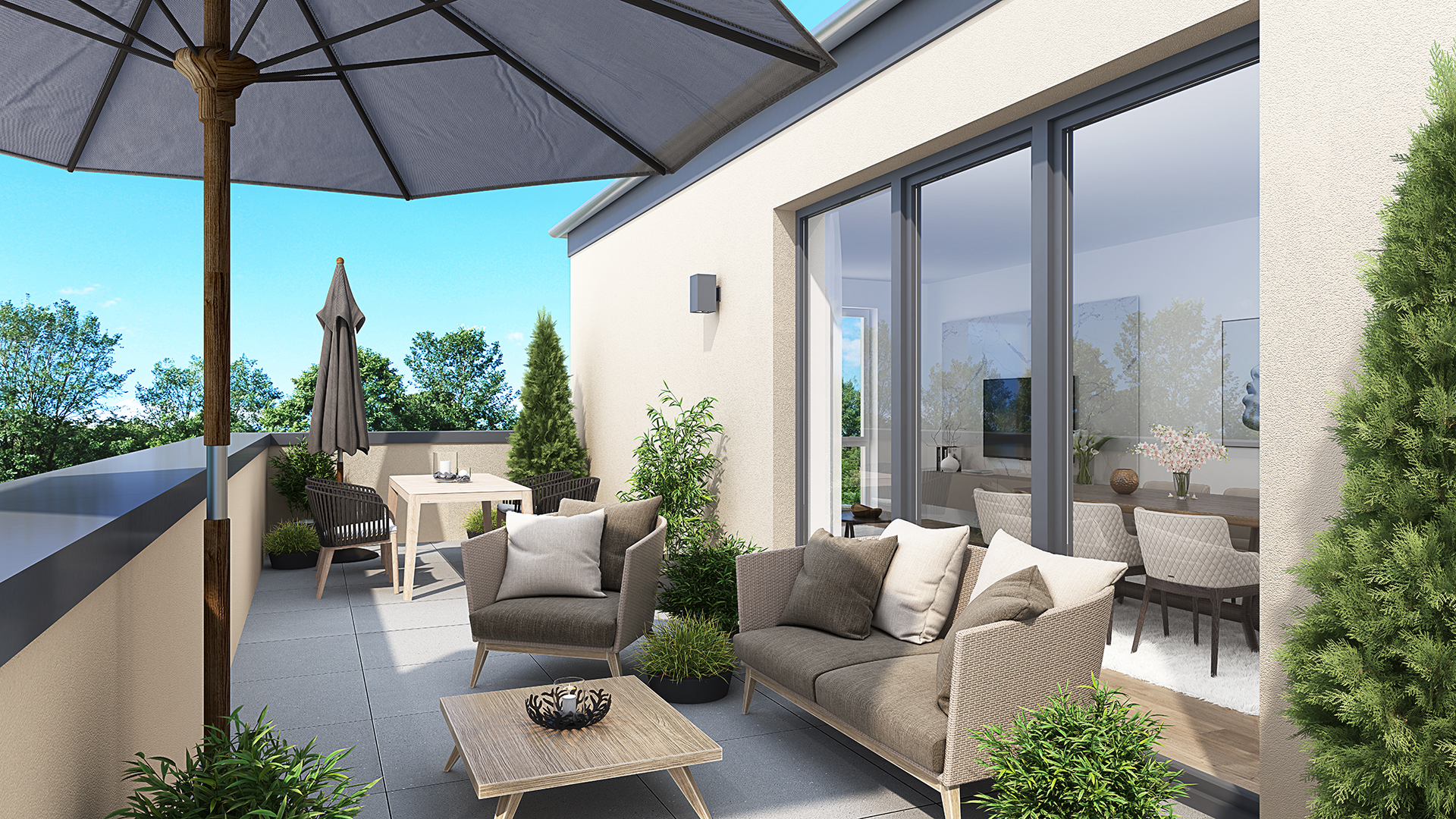 70% verkauft: Hoch hinaus: Elegantes 3-Zimmer-Penthouse, KfW55 mit großer Dachterrasse, Hattersheim - KB00010/G9/E4/Eh1