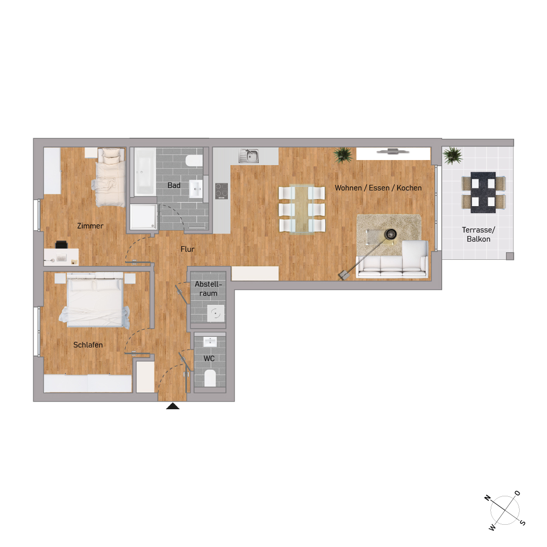 50% verkauft: Moderner Wohnkomfort: 3-Zimmer Neubauwohnung, im 2. OG mit Balkon, KfW55, Hattersheim - KB00010/G9/E3/Eh1