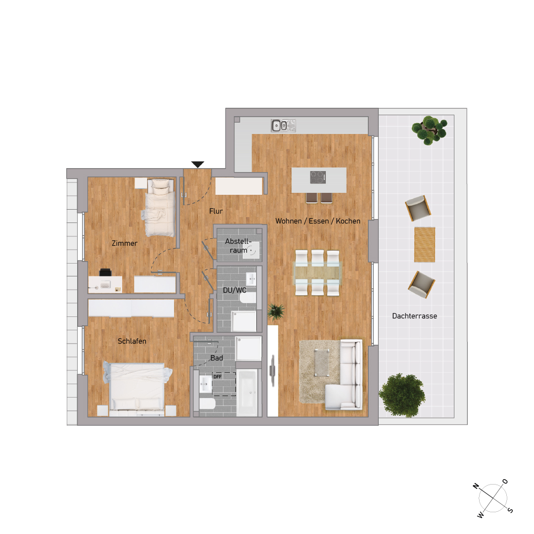70% verkauft: Luxuriöses 3-Zimmer Penthouse, KfW55, mit großer Dachterrasse in Hattersheim - KB00010/G8/E4/Eh2