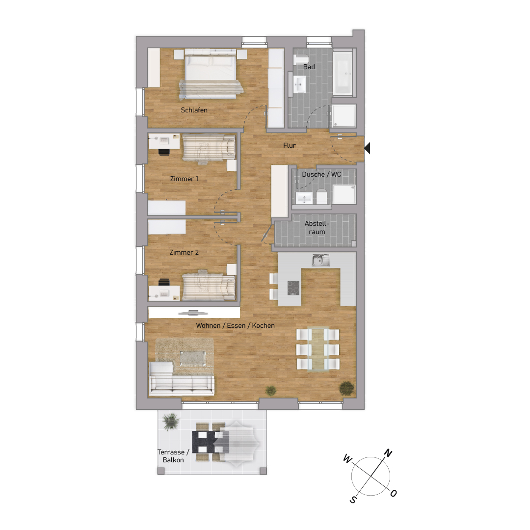 Charmante 4-Zimmer ETW im 1. OG. inkl. Balkon schon ab Herbst 2025 einzugsbereit (KfW40-NH) - KB00002/G4/E2/Eh3