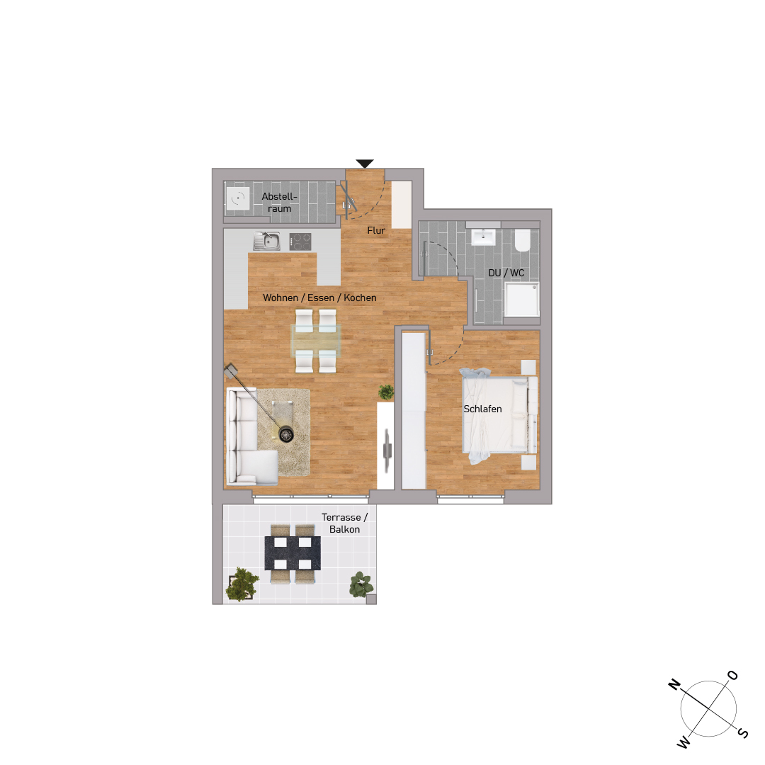70% verkauft: Grünes Wohnen: 2 Zi. mit Terrasse im EG (KfW55) in Hattersheim - KB00010/G3/E1/Eh2