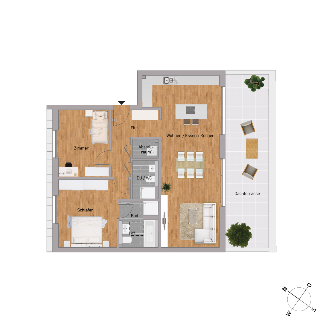50% verkauft: Exklusiv und lichtdurchflutet: 3-Zimmer-Penthouse mit Dachterrasse (KfW55) - KB00010/G4/E5/Eh2